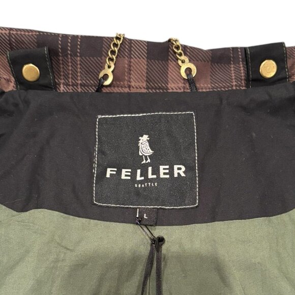 FELLER Seattle Raincoat Brown Plaid Hooded Jacket Women’s L – Rare Print - Picture 10 of 11